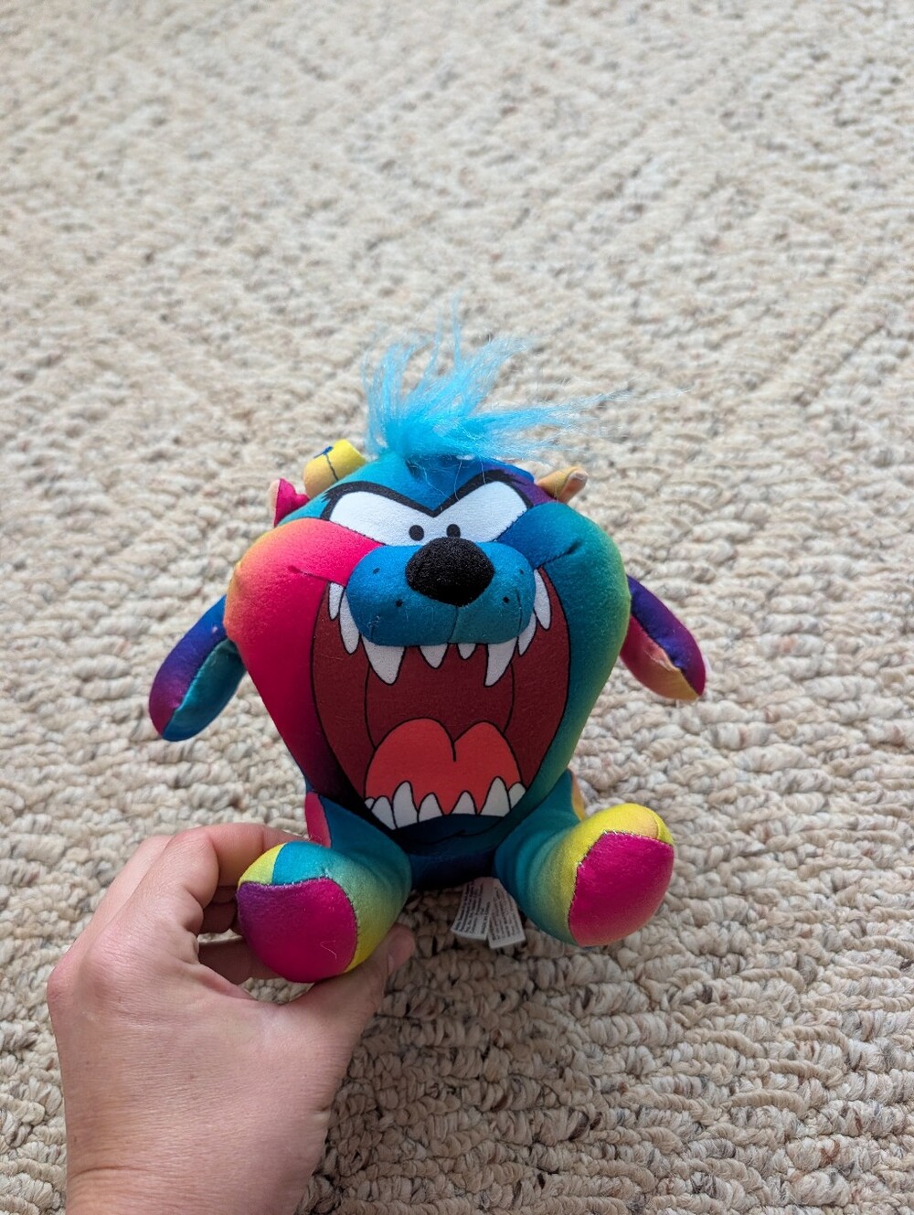 Vintage Looney Tunes Toy Factory Taz Tasmanian Devil Rainbow Multicolor Plush